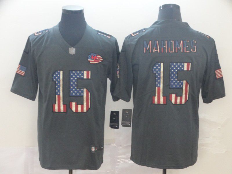 Men Kansas City Chiefs #15 Mahomes Carbon Black Retro USA flag Nike NFL Jerseys->san francisco 49ers->NFL Jersey